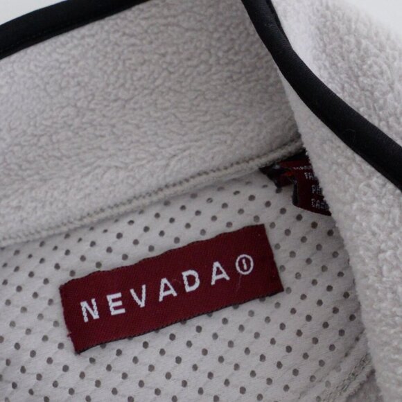 Vintage 90S Nevada Zip Up Arm Zipper Pocket Soft Fleece Taupe Sweater Medium - Picture 5 of 12